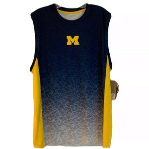 Michigan Wolverines Ombré Blue Tank Muscle Performance Shirt Men’s Size L New